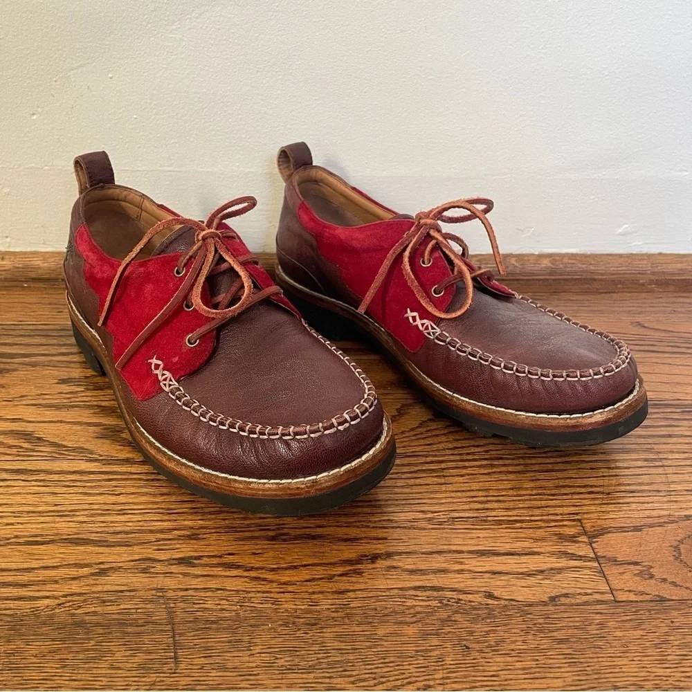 John Fluevog Angel Boat Shoes Little Wing Size 10 Leather Lace Up Chunky loafers